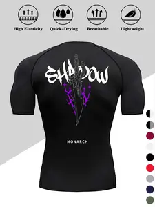 Men's Dragon Print Compression T-Shirt, Sports Tee, Quick-Dry Breathable Stretch Fabric, Tight-Fitting Short Sleeve Fitness Activewear Top for Fitness and Outdoor Activities