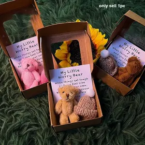 Boxed Bears, 1 Set of Mini Plush Bears with Inspirational Card, Christmas, Valentine's Day and Mother's Day Sympathy Gifts, Personalized Gifts, Gift Ideas, Crochet Gifts, Unique Birthday Gifts, Soft Cuddly Gift