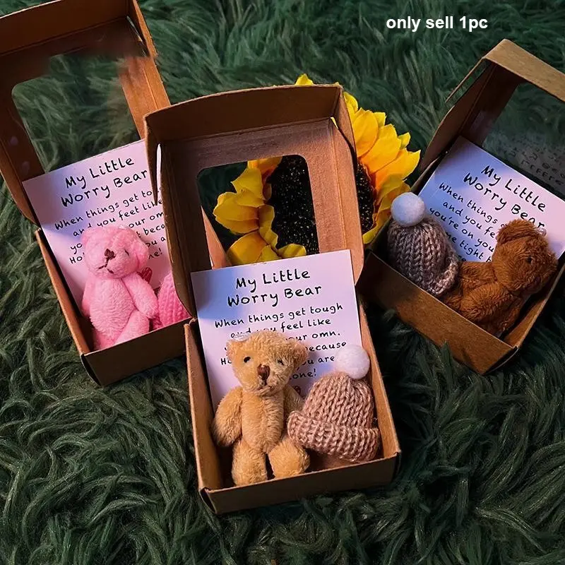 Boxed Bears, 1 Set of Mini Plush Bears with Inspirational Card, Christmas, Valentine's Day and Mother's Day Sympathy Gifts, Personalized Gifts, Gift Ideas, Crochet Gifts, Unique Birthday Gifts, Soft Cuddly Gift, Gifts For Birthday