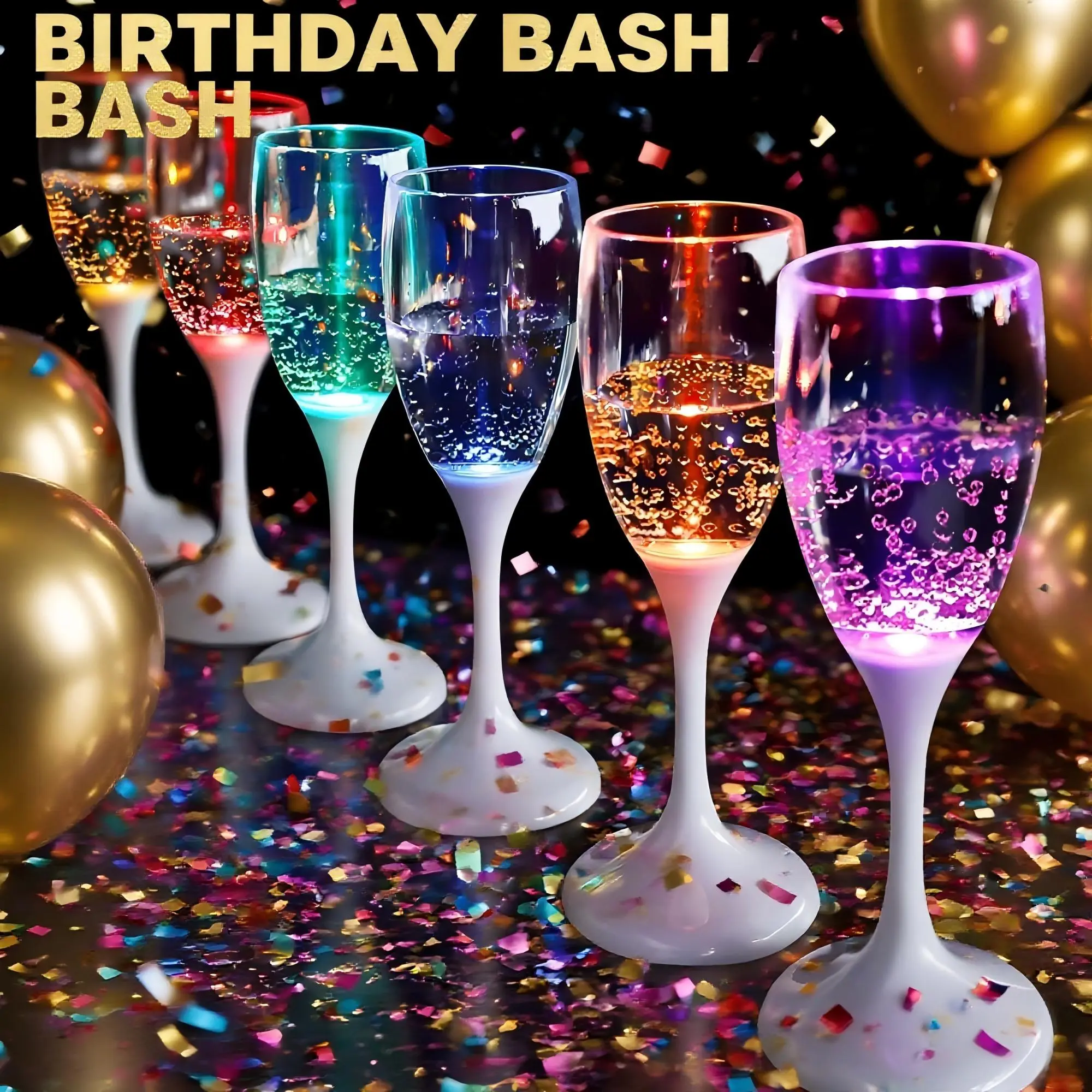 Polka Dot Champagne Flutes Set,6-Piece Colorful LED Champagne CupsLiquid-Activated Glow for Christmas, Halloween & Birthdays