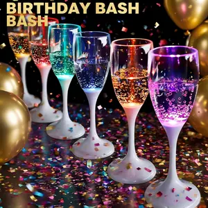 Polka Dot Champagne Flutes Set,6-Piece Colorful LED Champagne CupsLiquid-Activated Glow for Christmas, Halloween & Birthdays