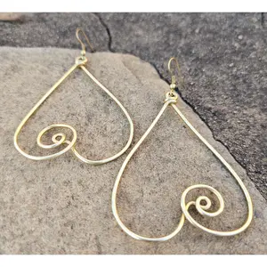 Twisted Hearts Brass Earrings