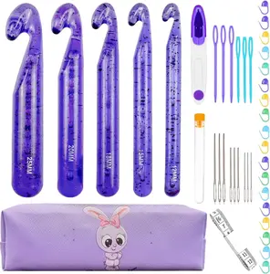 43 count Large Crochet Hooks Set,12mm 15mm 18mm 20mm 25mm Large Crochet Hooks for Chunky Yarn,Plastic  Smooth Big Crochet  for Handmade DIY Crochet with Storage Bag