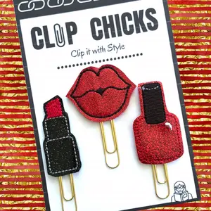 Nail Polish, Lips & Lipstick Fun Bookmarks, Planner Clips, Journal Accessories, Desk Organizers, Gifts for the Glamour Girl, Great for Readers and Writers, Unique Gifts under $15