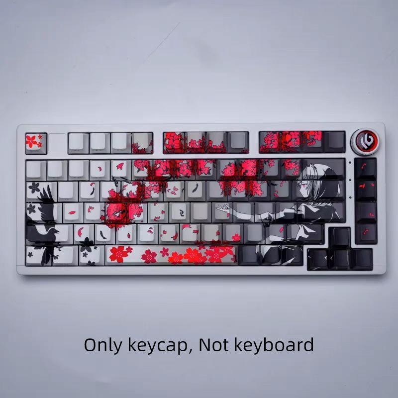 Cherry Blossom Pattern Keycap, PBT Five-sided Sublimation Keycap, Durable Keyboard Keycap for 6.25U Space 61/68/75/8487/98/100/104/108