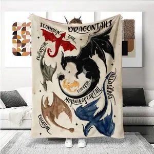 Soft Slogan Print Blanket with Fourth Wing Pattern, Cozy Air Conditioning Room Throw, Warm Nap Blanket for Home Office Travel Camping, Perfect Gift