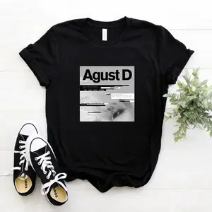 New Korean version of KPOP Agust D printed T-shirt D-2 album Women T-shirt Yoongi shirt Teen clothes Streetwear Crew Neck Tees﻿
