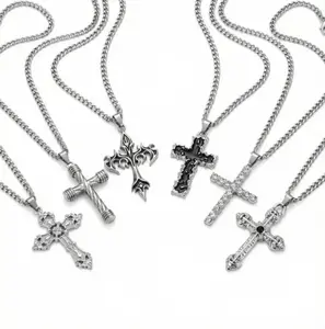6Pcs Vintage Cross Necklace Set, Dainty Twisted Rope Chain Layerable Cross Pendant Necklaces for Women & Men, Gothic Minimalist Faith Religious Jewelry, Versatile Stackable Gift Pack