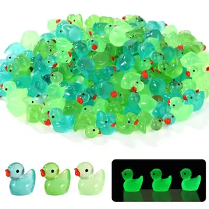 30pcs/50pcs/100pcs Mini Glow in the Dark Duckies, St Patrick's Day Resin Ducks, Cute Cartoon Home Decor Decorative Figurines Ornaments, Valentine's Day Easter Party