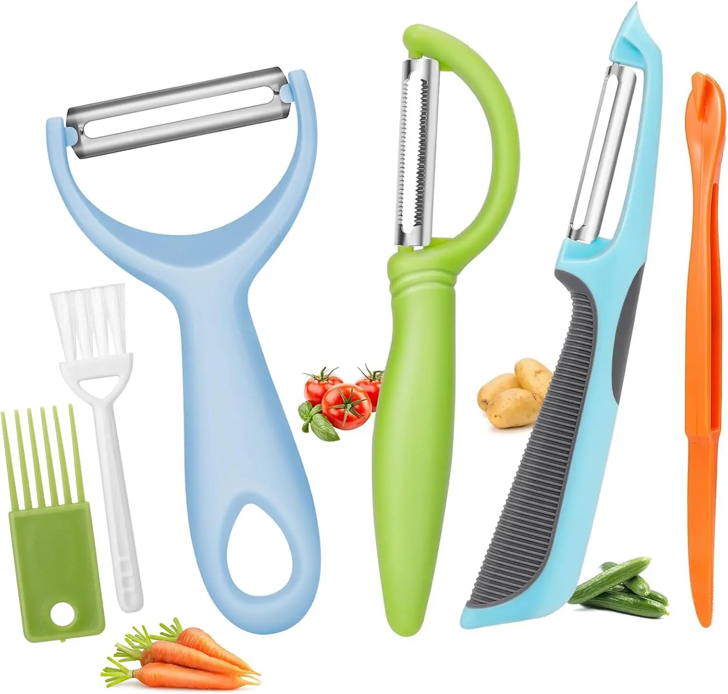 Upgrade  Peeler for Kitchen, 6 count Stainless Steel Vegetable Peeler, I and Y Veggie  Peeler for  Fruit Carrot Zucchini Cucumber,Good Grip Makes Peeling Very Easy