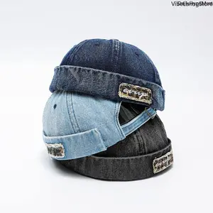 Unisex 100% Cotton Vintage Embroidered Docker Skull Cap - Adjustable Stylish Trendy Brimless Beanie, Adjustable Strap, Foldable, Lightweight, Comfortable for Daily Wear - Adults' Fashion Accessories, Adjustable Stylish Hat, Trendy Hat
