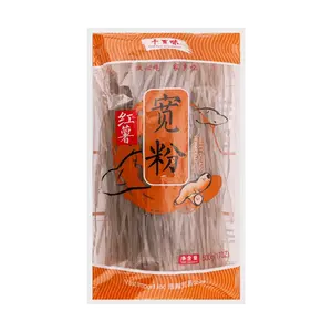 QIANBAIWEI Pink Sweet Potato Wide Noodles 500g - Authentic Korean Style Glass Noodles for Hot Pot & Stir-Fry