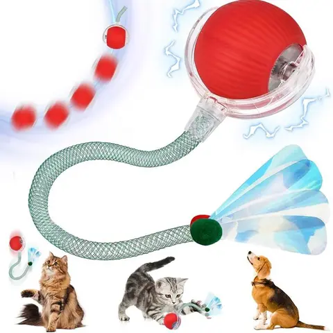 Electric Cat Toy Ball, Rolling Ball, Smart Obstacle Avoidance Cat Teaser Toy, Interactive Cat Teasing Toy, Pet Chasing Toy, Fun Indoor Cat Toy, Pet Supplies
