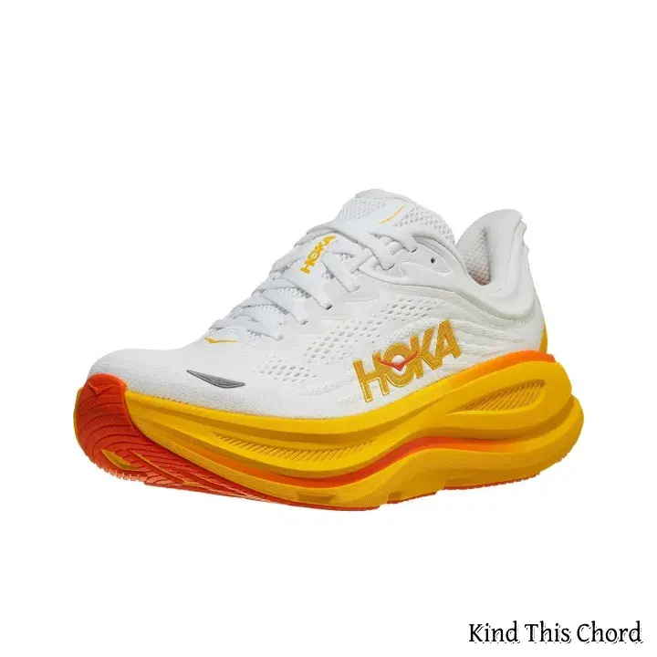 White & Orange Gradient Running Sneakers, Breathable Knit Mesh Upper, Ultra-Cushioned Curved Midsole, Lightweight Shock-Absorbing Footwear for Long Runs & All-Day Casual Wear