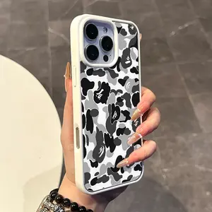 Chic Magnetic Case for iPhone 11 12 13 14 15 Pro Max Bape Camo Pattern MagSafe Ready Anti-Slip Ultra Thin Aesthetic Touch Daily Use