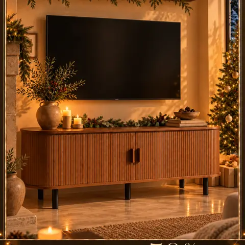 【Sliding Doors Design】ONBRILL 55"/63"/71"/86" Gorgeous Fluted TV Stand for TVs up to 60/70 Inch, Modern Entertainment Center with Power Outlet & Adjustable Shelves Storage for Living Room, Media Console,Bedroom Furniture,Christmas Gift【Black Friday】