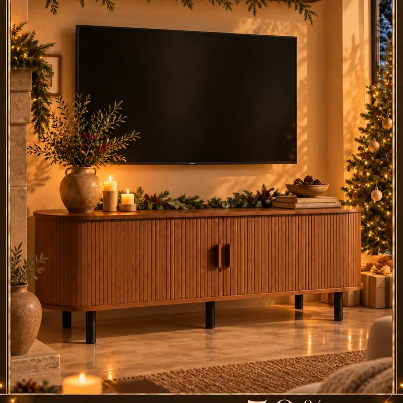 【Sliding Doors Design】ONBRILL 55"/63"/71"/86" Gorgeous Fluted TV Stand for TVs up to 60/70 Inch, Modern Entertainment Center with Power Outlet & Adjustable Shelves Storage for Living Room, Media Console,Bedroom Furniture,Christmas Gift【Black Friday】