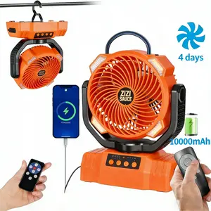 Portable Rechargeable Fan - 8.7-Inch Camping Fan for Outdoort, 10000mAh(58Hrs) Battery Operated Fan for Camping, Auto Oscillation Timing Fans with Remote/Light, ,Outdoor Rechargeable Fan,Operated Camping Battery Powered Fan with Hook&Bright LED Light