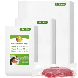 150 Pack Precut Vacuum Sealer Bags for Food, Assorted Sizes for Sous Vide & Freezer Storage