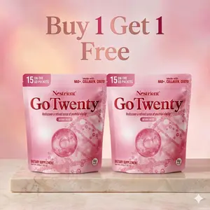 GoTwenty Daily Wellness Drink Mix | Collagen, NAD+ & CoQ10 | Berry Rose Flavor | 20 On-The-Go Packets | Nestrient