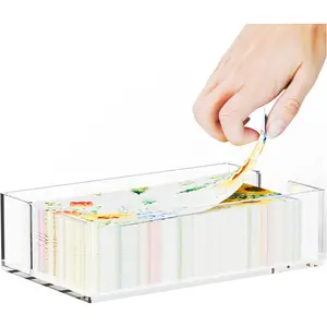 Clear Acrylic Bathroom Napkin Holder Tray, Waterproof Vertical Disposable Paper Hand Towel Holder, Modern Napkin Tray for Home Hotel Office Kitchen Dining Table
