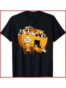 Noah’s Ark Graphic T Shirt Funny Biblical Animal Print Casual Streetwear Aesthetic Soft Breathable Lightweight Short Sleeve Crew Neck Daily Wear Relaxed Fit Versatile Outfit Novelty Gift for Animal Lovers Comfortable Apparel Top
