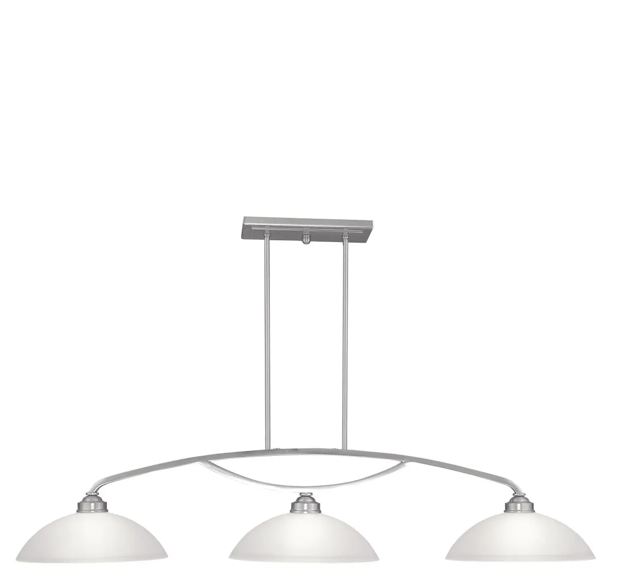 13 inch 3 Light Brushed Nickel Billiard/Island with Satin Glass Shade
