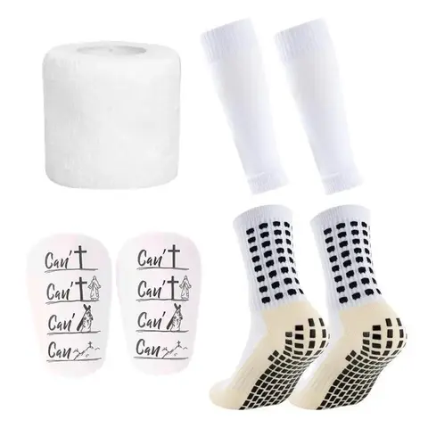 Adult Sturdy 7-Count Sock Sets - Polyester Athletic, Sports Fit, Non-Slip Grip for Soccer, Foot Covers, Bandages, Mini Leg Guards, 2026 Professional Football Accessories for Training