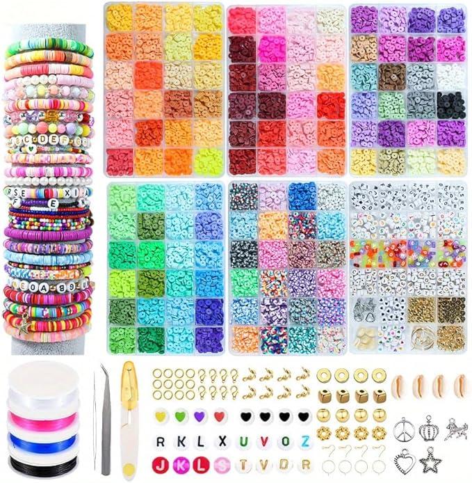 1PC 24-in-1 Bracelet Making Kit with 3160 Polymer Clay Beads and Sheets - Adult Handmade Jewelry Kit, Style1