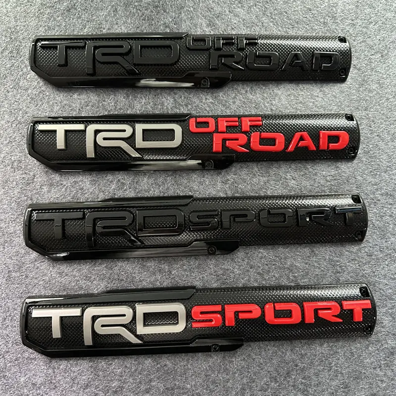 2pcs Red Glueless Self-Adhesive Badge Stickers - High-Performance Off-Road Emblems, Sports Car Decal, Car Exterior Accessories for Sport Pro SR5 V6 Pickup Trucks, SUVs, Automotive Decals
