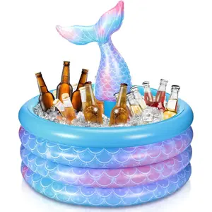 Mermaid Party Decorations Mermaid Tail Inflatable Cooler Blow up Drink Cooler Floating Ice Chest Tail Pool Drink Holder for Holiday Birthday Party Decorations Blue 14 x 29.5''