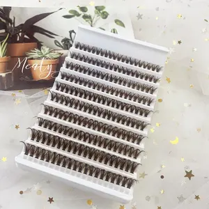 Natural Look Eyelash Extensions, 200pcs/box 9-16mm Individual Brown False Eyelashes, Self Grafting Curl Eyelashes, Eye Makeup Enhancement False Eyelashes, Fluffy Lash Clusters