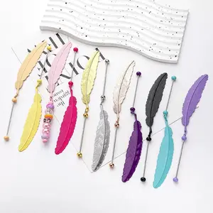 【P99】Qty 5 diy metal beaded bookmarks for children and students cute book clip pendant creative bookmarks