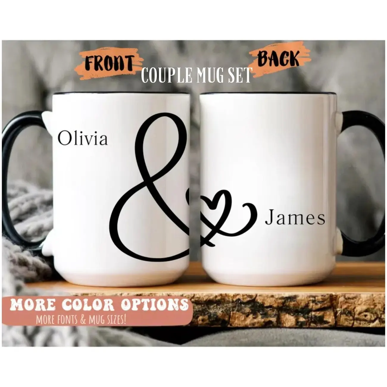 Personalized Mug | Couples Gift, Anniversary Mug Set, His and Hers Mugs, Romantic Gift for Girlfriend and Boyfriend, Wedding XV3
