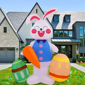 Easter Inflatable Decoration 1.8m Two-Light Bunny, Festival Glowing Ornament, Perfect for Roof Garden Yard Lawn Easter Decorations