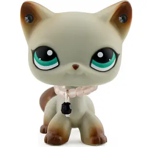 Mini Pet Shop Shorthair Cat Decoration,Shorthair Cat #391 Mini Cat Pets with Fashion Accessories,Miniature Bobble Head Cat Compatible with LPS Colllection,Birthday Christmas Halloween Gift Ornaments