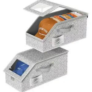 Stackable Hat Storage Boxes for BaseballCaps, Holds Up to 12 Hats, Durable CardboardBox for Men, Classic Style,Wardrobe Organizer