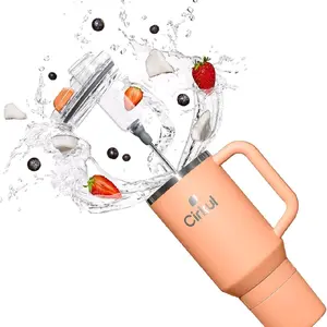 Cirkul 40oz Apricot Stainless Steel Tumbler with Handle All-Day StrawSip Double-Wall Insulated Travel Mug