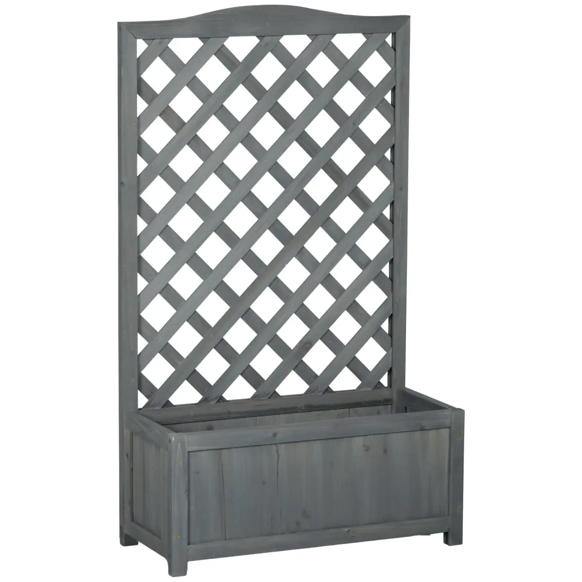 212 Main 845-635V00GY 46 in. Outsunny Wooden Planter with Trellis, Raised Garden Bed to Grow Vegetables, Herbs & Flowers for Backyard, Patio, Gray