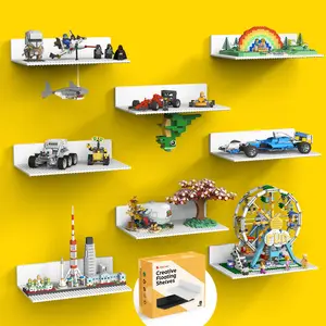 BlissBox Rectangular White Wall-Mounted Brick Display Shelf, 11.3” x 6.3”, Double-Sided Design with 36 x 20 Pegs Per Side – Ideal for Toy Brick Storage, Display, and Room Decor, Sturdy Durable ABS Construction