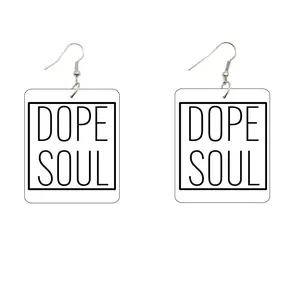 Dope Soul Rectangle Wooden Earrings