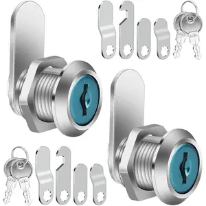 2 PCS 16mm Security Mailbox Cam Locks, Comes with 4 Different Lock Plates, Lever Lock for Mailboxes and Cupboard Doors