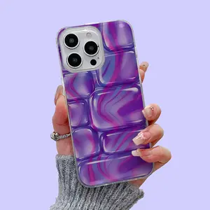 【1pcs】Purple Hologram Ice Cube Case | Shockproof, Anti-Yellow, Fits All iPhones