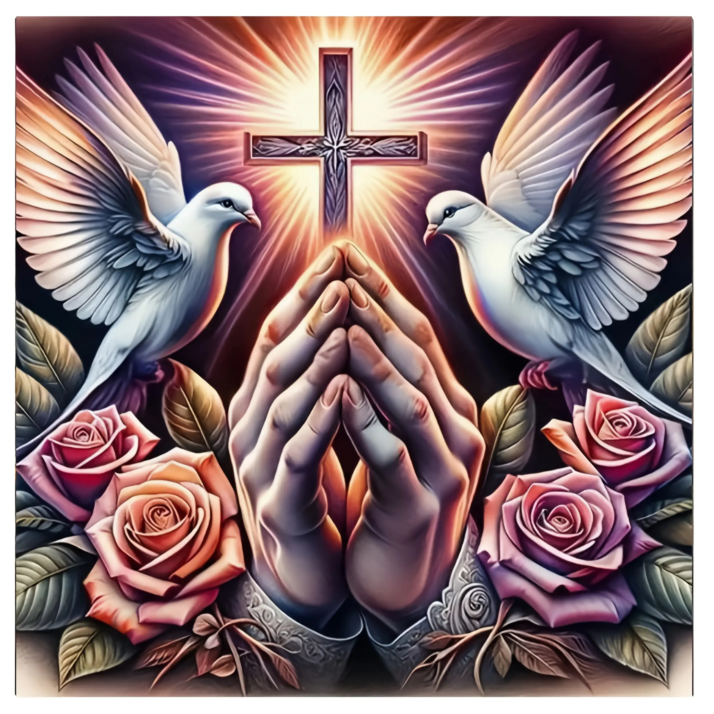 Jesus 5D DIY Diamond Art Kit for Adults, Religious Cross Praying Diamond painting kits,Full Round Drill Christian Diamond Mosaic Art for Adults, Diamond Dots,Gem Art and Crafts kits,Home Wall Decor 16X16inch