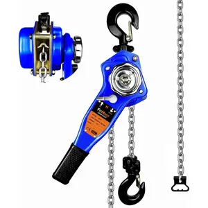 Lever Chain Hoist 1650LBS Capacity 10FT Manual Ratchet Chain Puller Hoist with 2 Hooks for Open-Air and Unpowered Operations