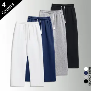 “4-Pack/4 Counts” 4-piece set of loose wide-leg pants with adjustable drawstring, multifunctional casual long pants