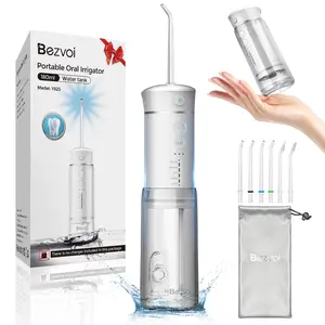 Bezvoi Mini Water Flosser Cordless Portable: 5 Modes Water Pick with Telescopic Water Tank, 6 Tips, IPX7 Waterproof Travel Oral Irrigator for Teeth Cleaning