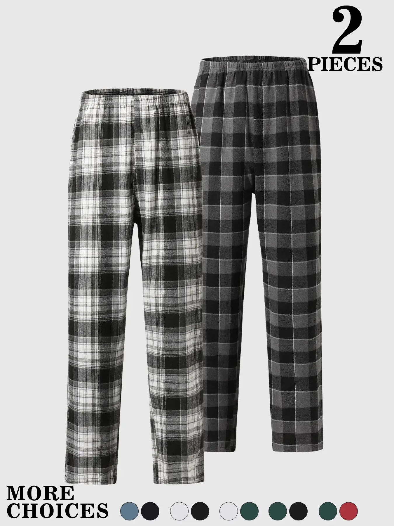 Men's Plaid Pajama Set, Elastic Waist Design, Soft Breathable Home Pants, Comfortable Sleepwear for All Seasons, Pajama Outfit