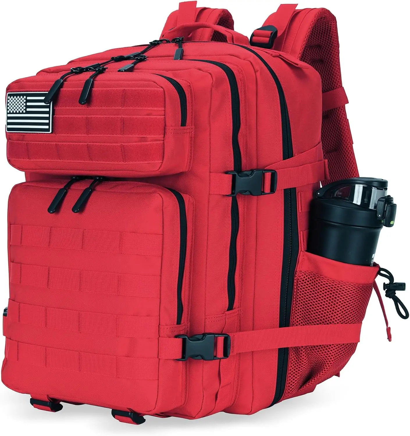 25L Tactical Backpack for Men and Women Military Heavy Duty Mle Backpack Army Assault Pack Travel Camping Gym Work Rucksack Daypack (Red, Small 25L)