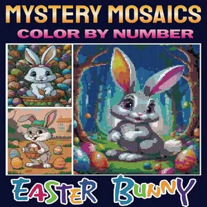 Easter Pixel Art: Mystery Color by Number Bunny Book for Adults & Kids | Relaxing Mosaic Fun for Spring & Stress Relief